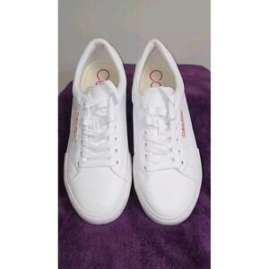 Men's Calvin Klein Frink Sneakers Size 10 White Casual Lace Up Sneakers NWOB